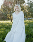 Linen Maxi Dress - Dijon & White