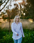 Pink and white sharp linen shirt