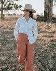 Palazzo Linen Pants - Clay