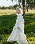 Linen Maxi Dress - Dijon & White